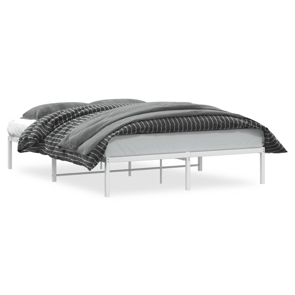 vidaXL Metal Bed Frame without Mattress White 150x200cm