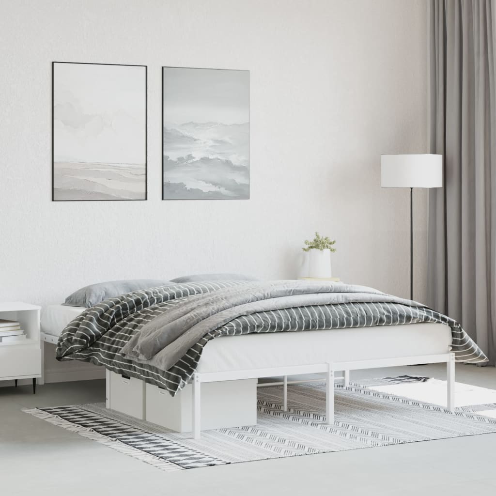 vidaXL Metal Bed Frame without Mattress White 150x200cm