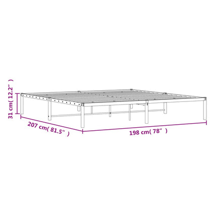 vidaXL Metal Bed Frame without Mattress White 193x203cm