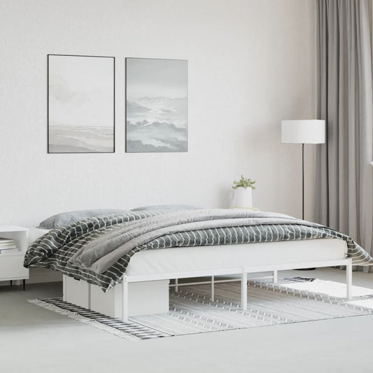 vidaXL Metal Bed Frame without Mattress White 200x200cm