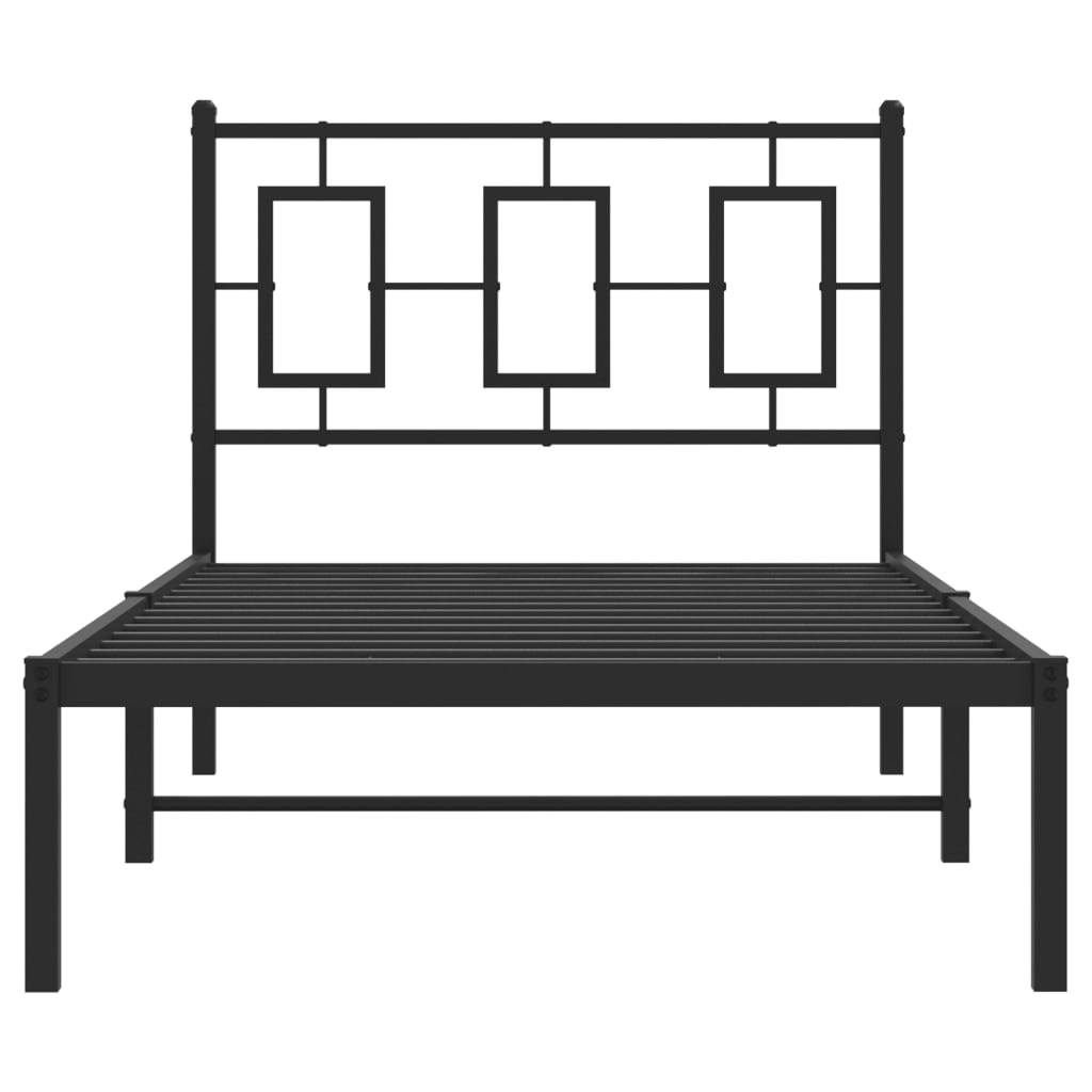 vidaXL Metal Bed Frame without Mattress with Headboard Black 90x190cm