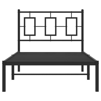 vidaXL Metal Bed Frame without Mattress with Headboard Black 90x190cm