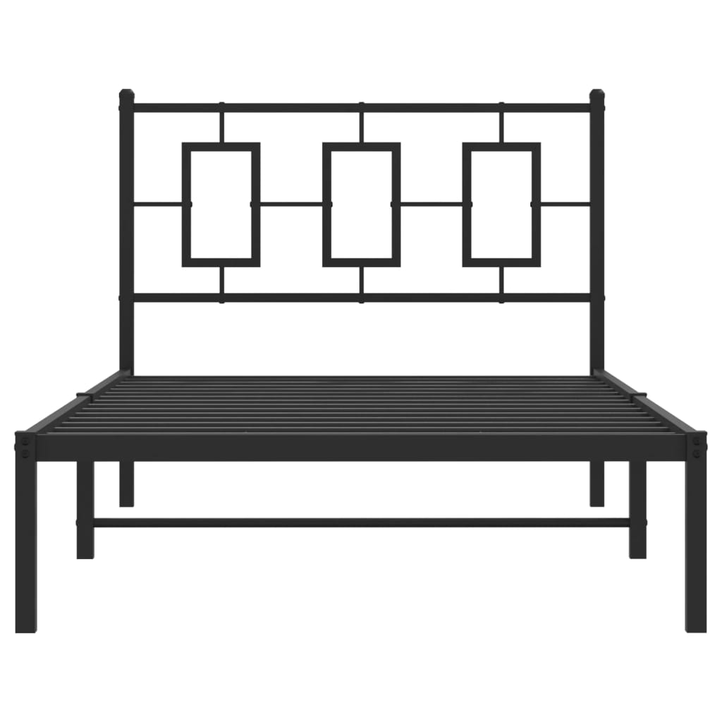 vidaXL Metal Bed Frame without Mattress with Headboard Black 100x200cm