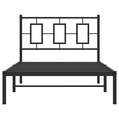 vidaXL Metal Bed Frame without Mattress with Headboard Black 100x200cm