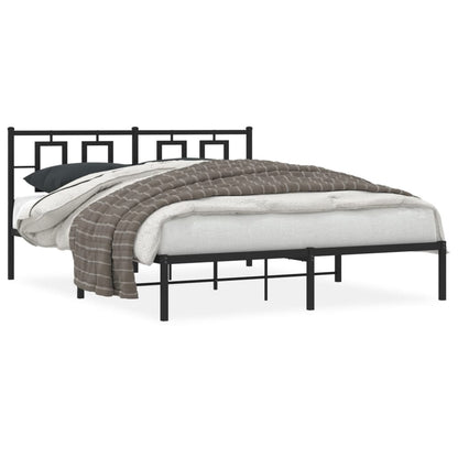 vidaXL Metal Bed Frame without Mattress with Headboard Black 150x200cm