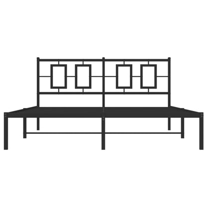 vidaXL Metal Bed Frame without Mattress with Headboard Black 150x200cm