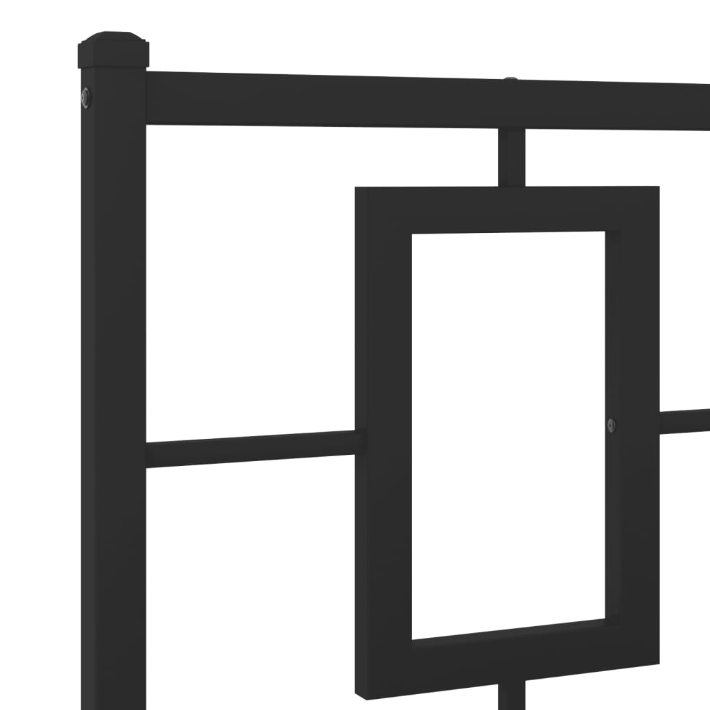 vidaXL Metal Bed Frame without Mattress with Headboard Black 150x200cm