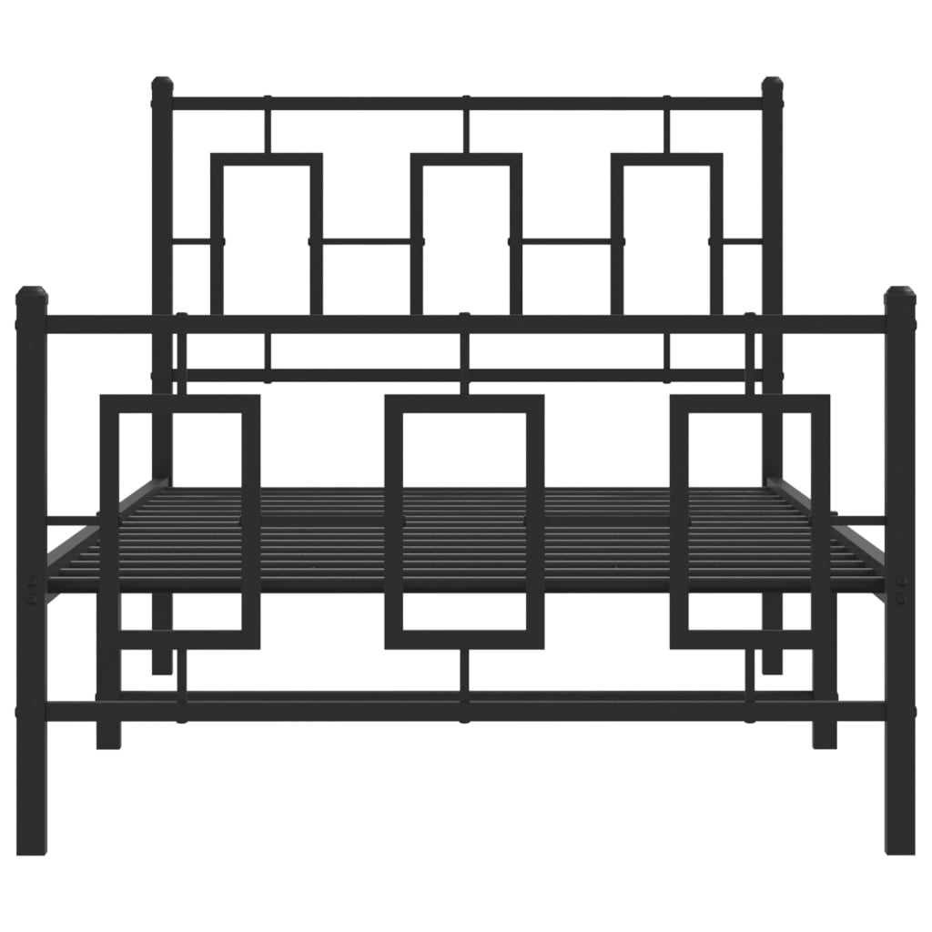 vidaXL Metal Bed Frame without Mattress with Footboard Black 90x200cm