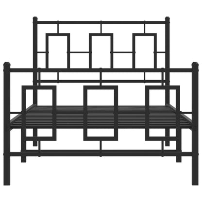 vidaXL Metal Bed Frame without Mattress with Footboard Black 90x200cm