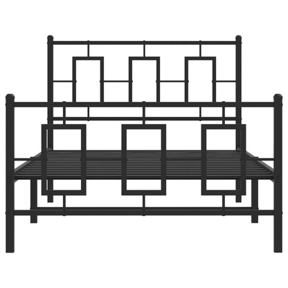 vidaXL Metal Bed Frame without Mattress with Footboard Black 100x200cm
