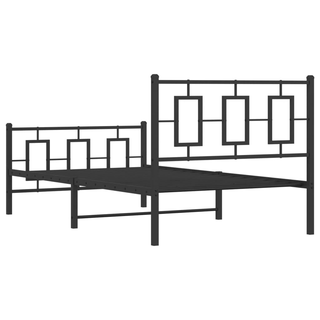vidaXL Metal Bed Frame without Mattress with Footboard Black 100x200cm
