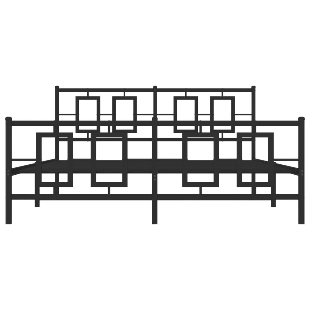 vidaXL Metal Bed Frame without Mattress with Footboard Black 150x200cm