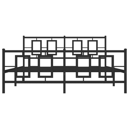 vidaXL Metal Bed Frame without Mattress with Footboard Black 150x200cm
