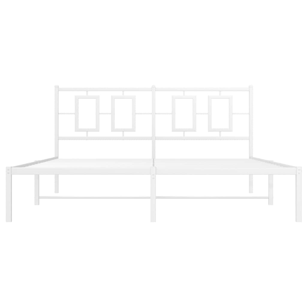 vidaXL Metal Bed Frame without Mattress with Headboard White 150x200cm
