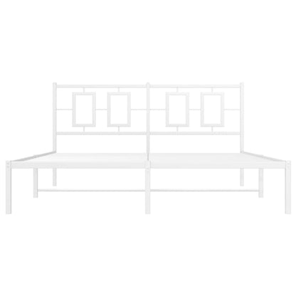 vidaXL Metal Bed Frame without Mattress with Headboard White 150x200cm