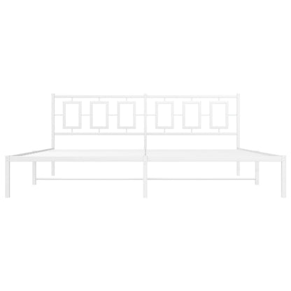 vidaXL Metal Bed Frame without Mattress with Headboard White 193x203cm
