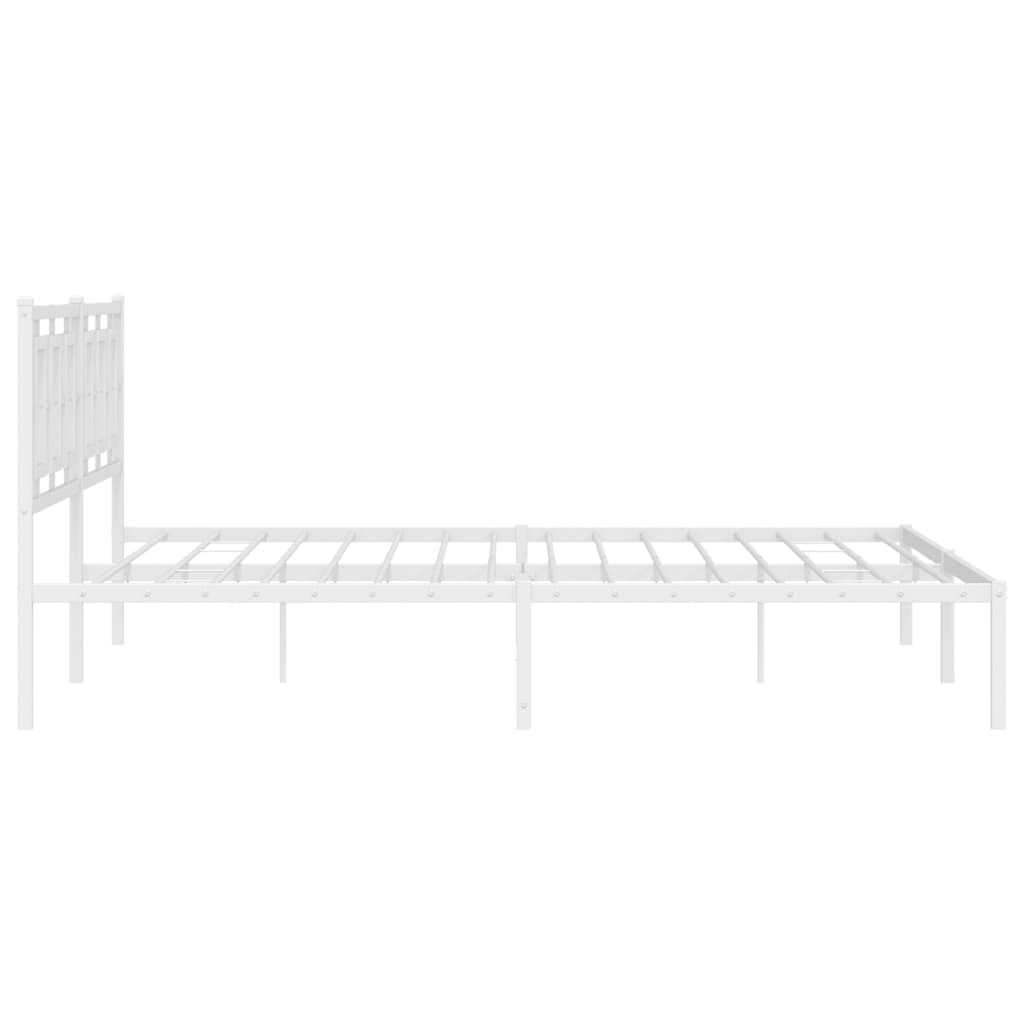vidaXL Metal Bed Frame without Mattress with Headboard White 193x203cm