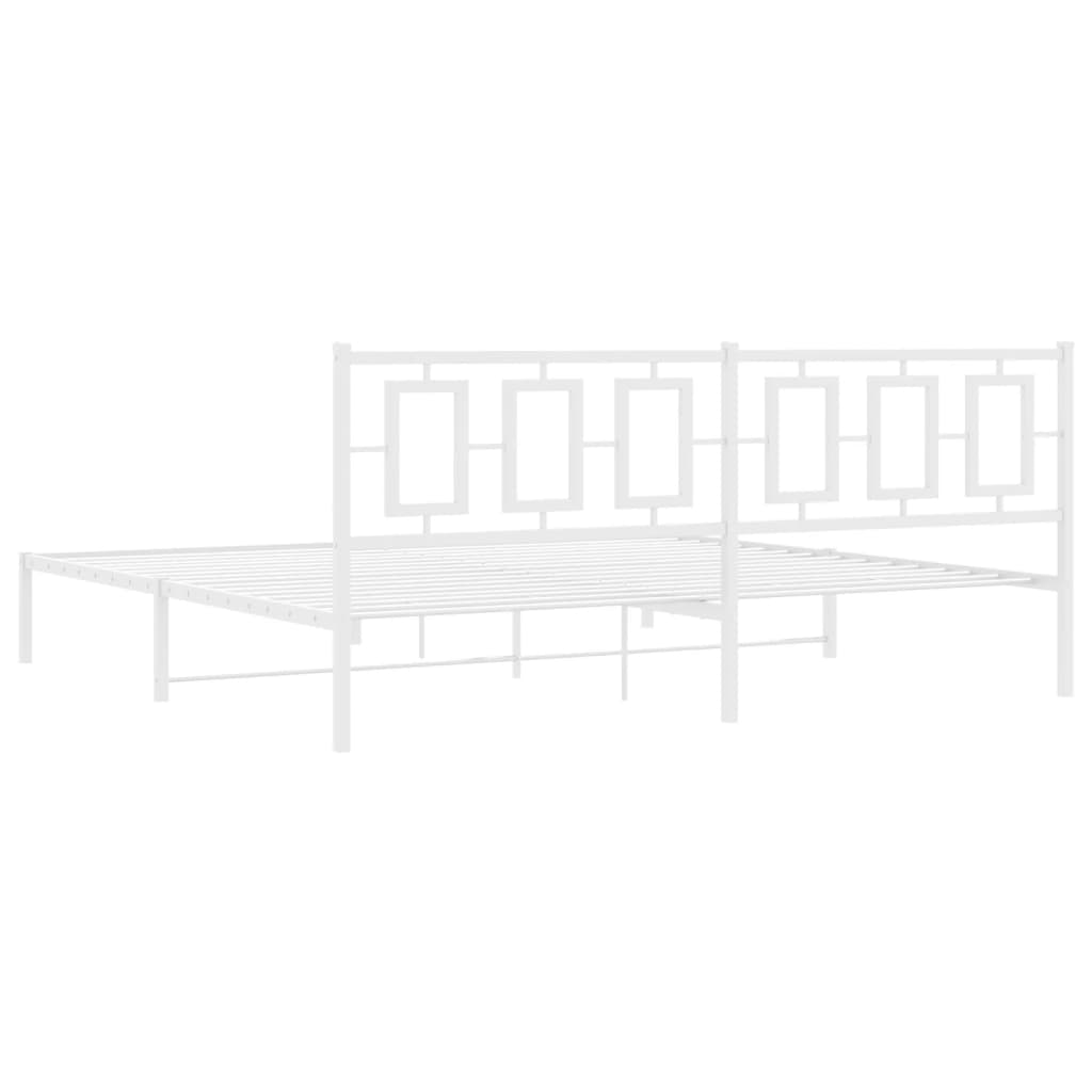 vidaXL Metal Bed Frame without Mattress with Headboard White 193x203cm