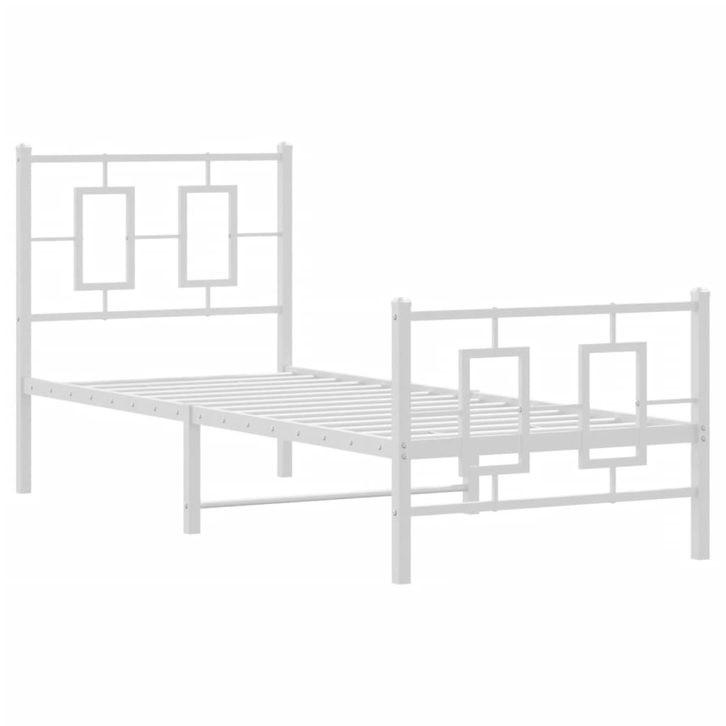 vidaXL Bed Frame | White | Powder-coated steel | Single | Bed Frame