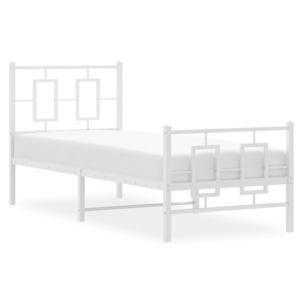 vidaXL Bed Frame | White | Powder-coated steel | Single | Bed Frame