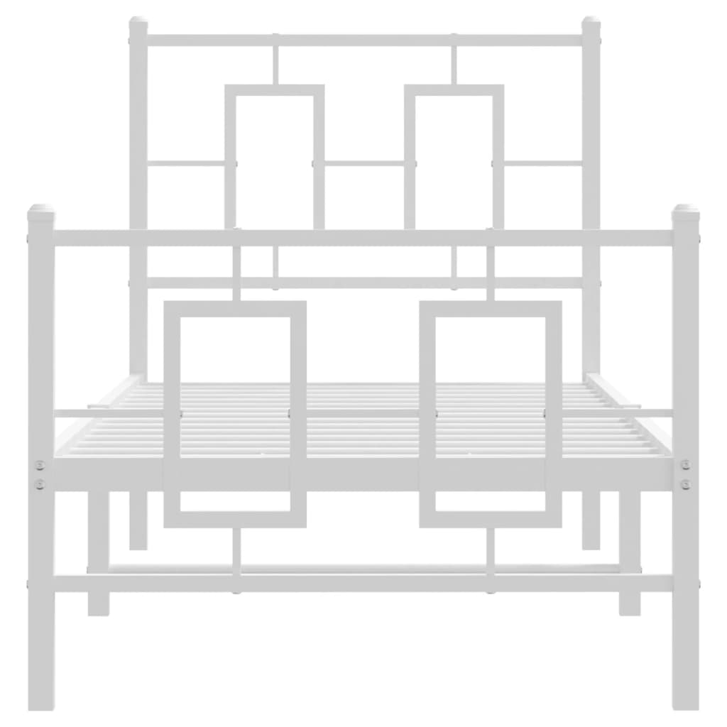 vidaXL Bed Frame | White | Powder-coated steel | Single | Bed Frame