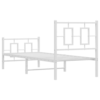 vidaXL Bed Frame | White | Powder-coated steel | Single | Bed Frame