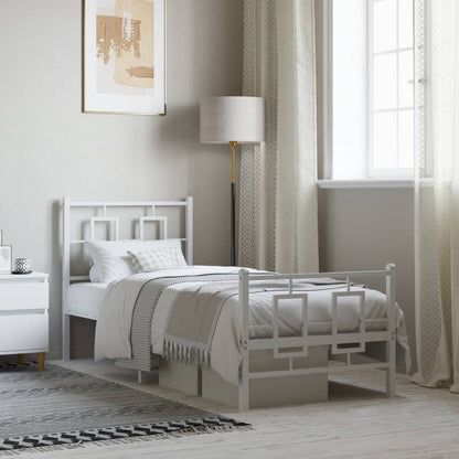 vidaXL Bed Frame | White | Powder-coated steel | Single | Bed Frame
