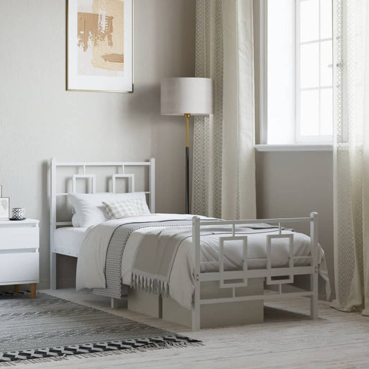 vidaXL Bed Frame | White | Powder-coated steel | Single | Bed Frame