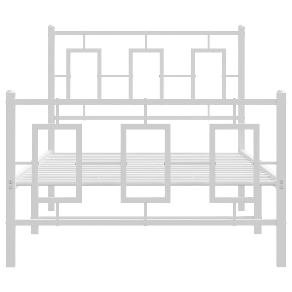 vidaXL Metal Bed Frame without Mattress with Footboard White 90x200cm