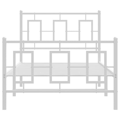 vidaXL Metal Bed Frame without Mattress with Footboard White 90x200cm