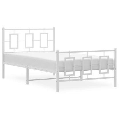 vidaXL Metal Bed Frame without Mattress with Footboard White 100x200cm