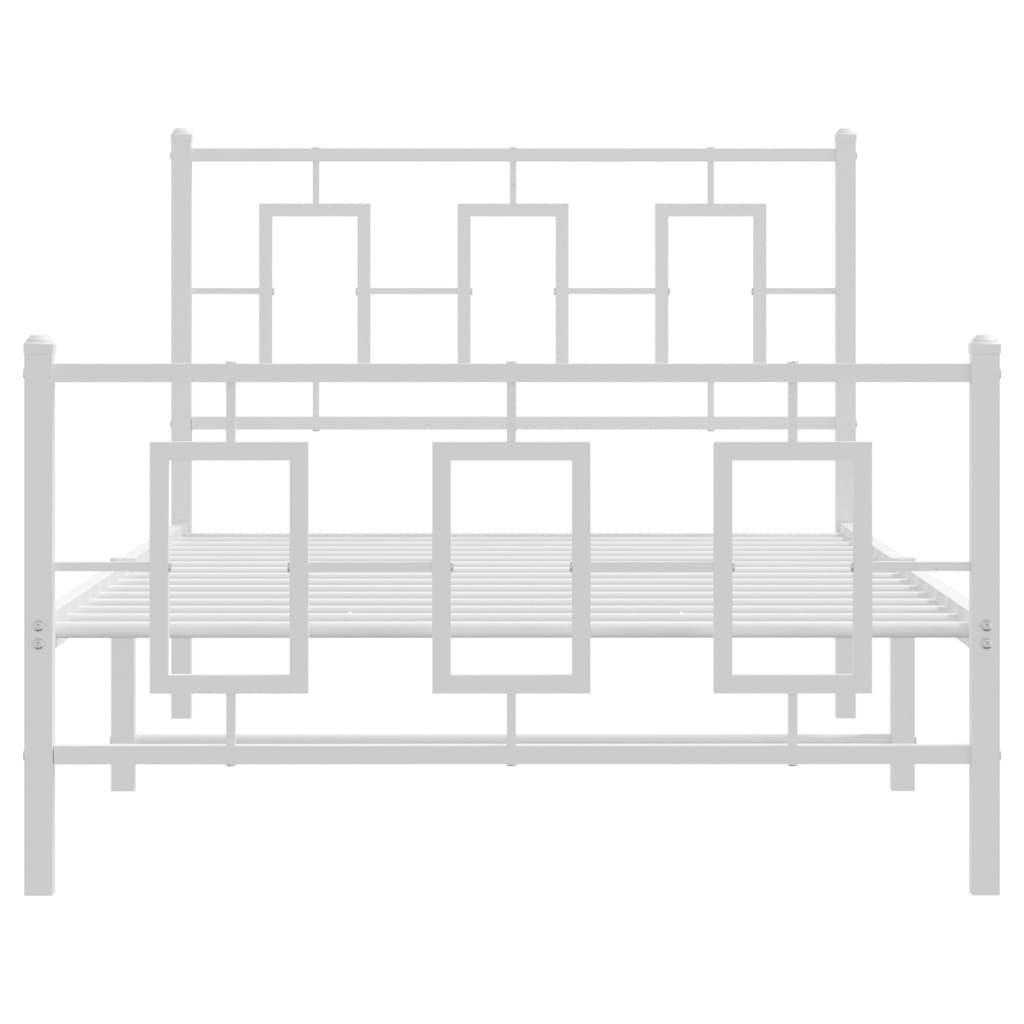 vidaXL Metal Bed Frame without Mattress with Footboard White 100x200cm