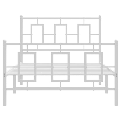 vidaXL Metal Bed Frame without Mattress with Footboard White 100x200cm