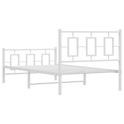 vidaXL Metal Bed Frame without Mattress with Footboard White 100x200cm