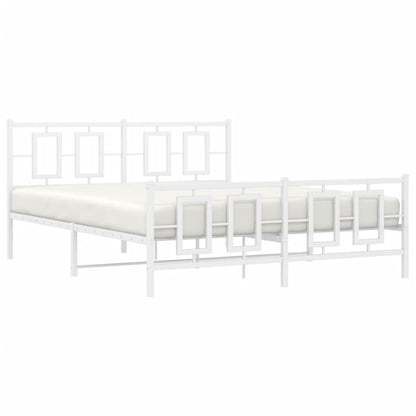 vidaXL Metal Bed Frame without Mattress with Footboard White 150x200cm