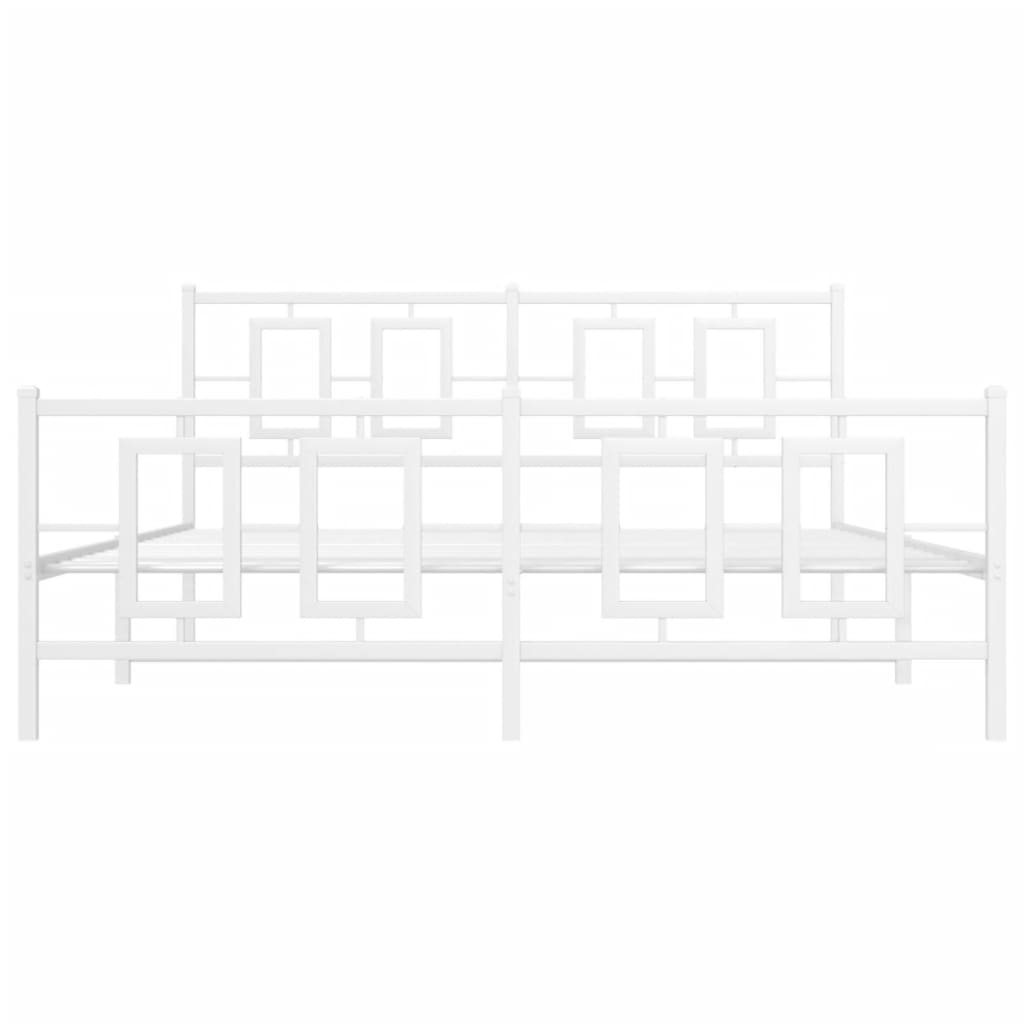 vidaXL Metal Bed Frame without Mattress with Footboard White 150x200cm