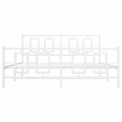 vidaXL Metal Bed Frame without Mattress with Footboard White 150x200cm
