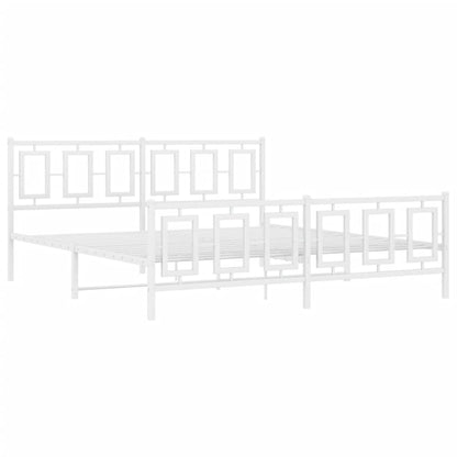 vidaXL Metal Bed Frame without Mattress with Footboard White 180x200cm