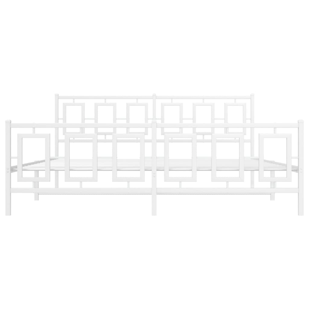 vidaXL Metal Bed Frame without Mattress with Footboard White 180x200cm