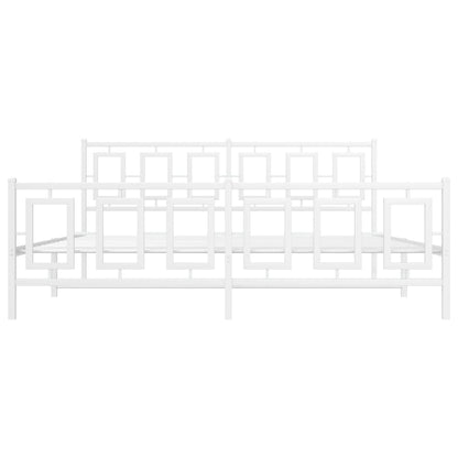 vidaXL Metal Bed Frame without Mattress with Footboard White 180x200cm