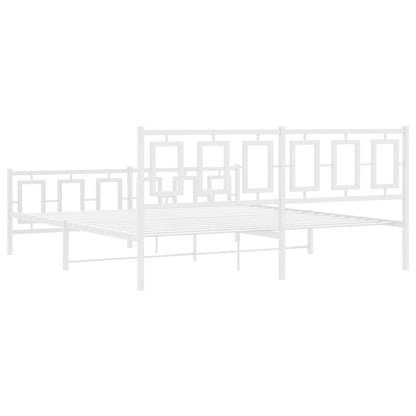 vidaXL Metal Bed Frame without Mattress with Footboard White 180x200cm