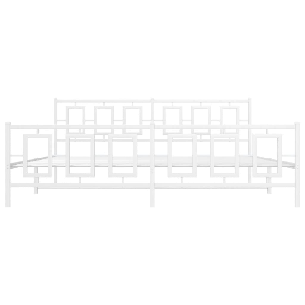 vidaXL Metal Bed Frame without Mattress with Footboard White 193x203cm