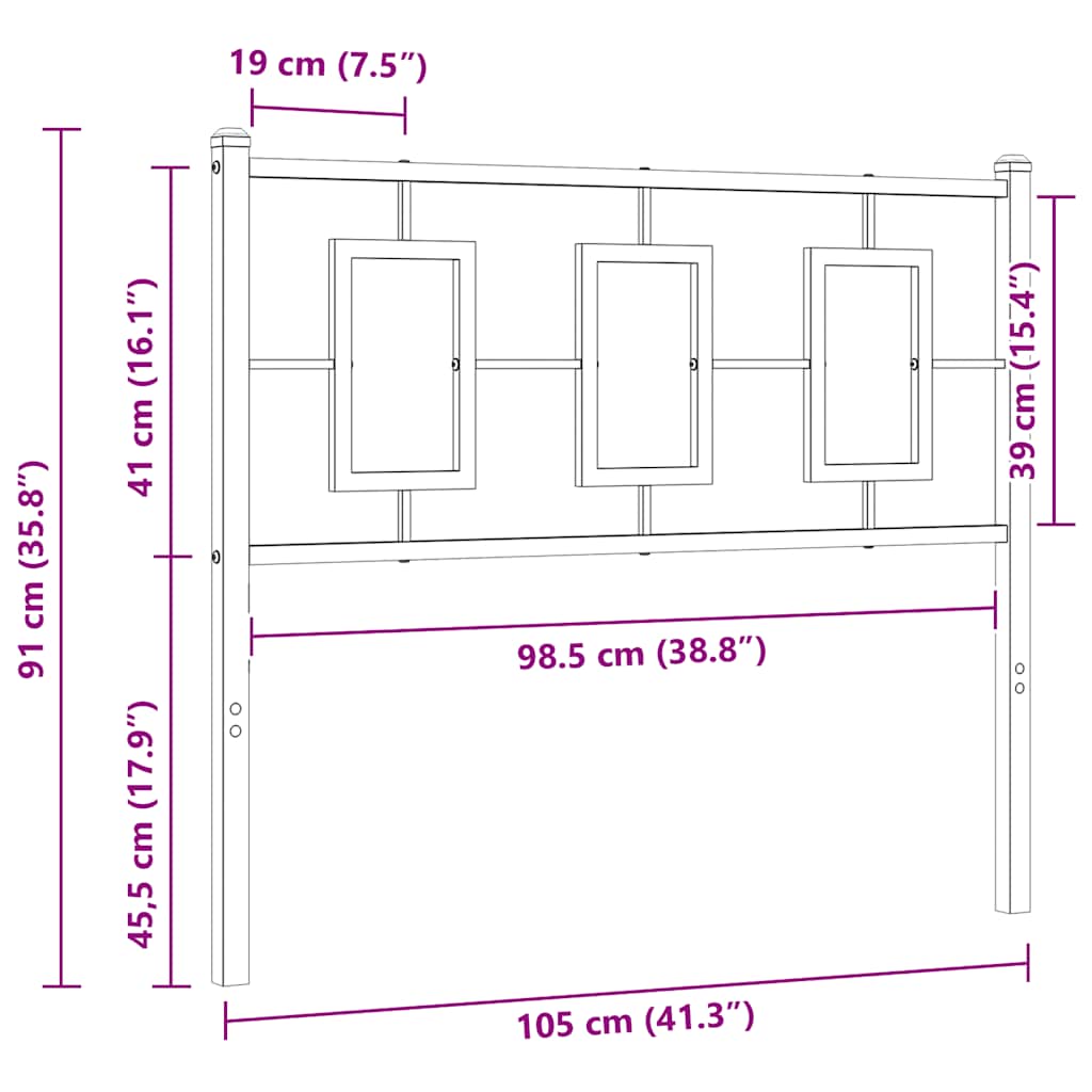 vidaXL Metal Replace Headboard White 100 cm