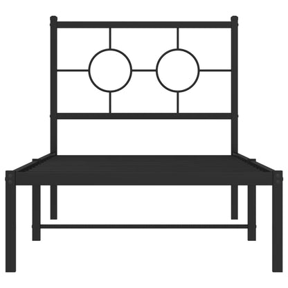 vidaXL Metal Bed Frame without Mattress with Headboard Black 80x200cm