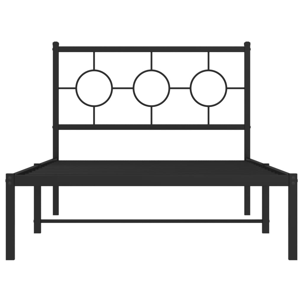 vidaXL Metal Bed Frame without Mattress with Headboard Black 100x200cm