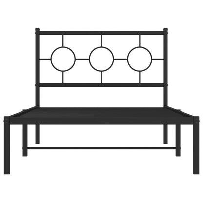 vidaXL Metal Bed Frame without Mattress with Headboard Black 100x200cm