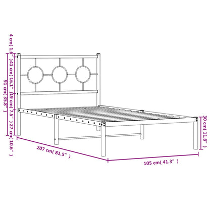 vidaXL Metal Bed Frame without Mattress with Headboard Black 100x200cm