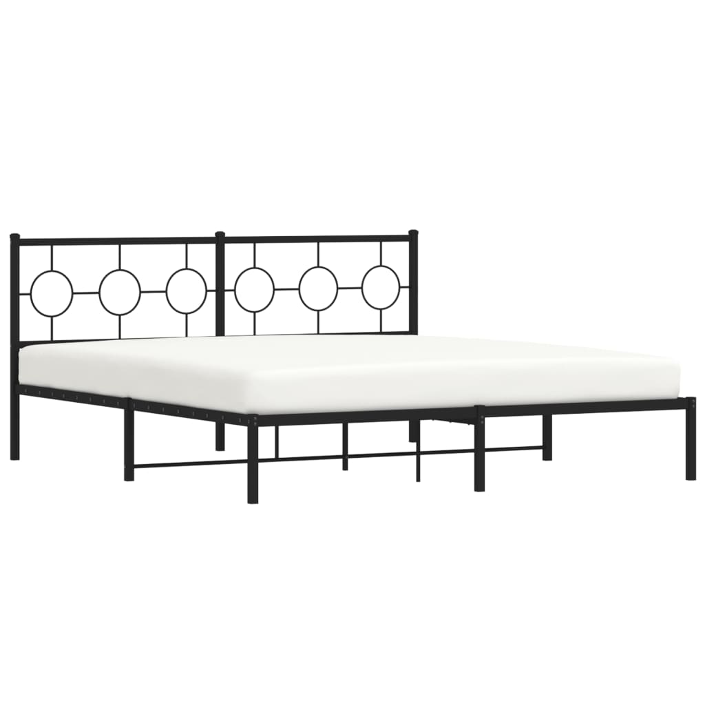 vidaXL Metal Bed Frame without Mattress with Headboard Black 180x200cm