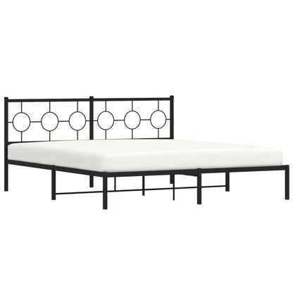 vidaXL Metal Bed Frame without Mattress with Headboard Black 180x200cm