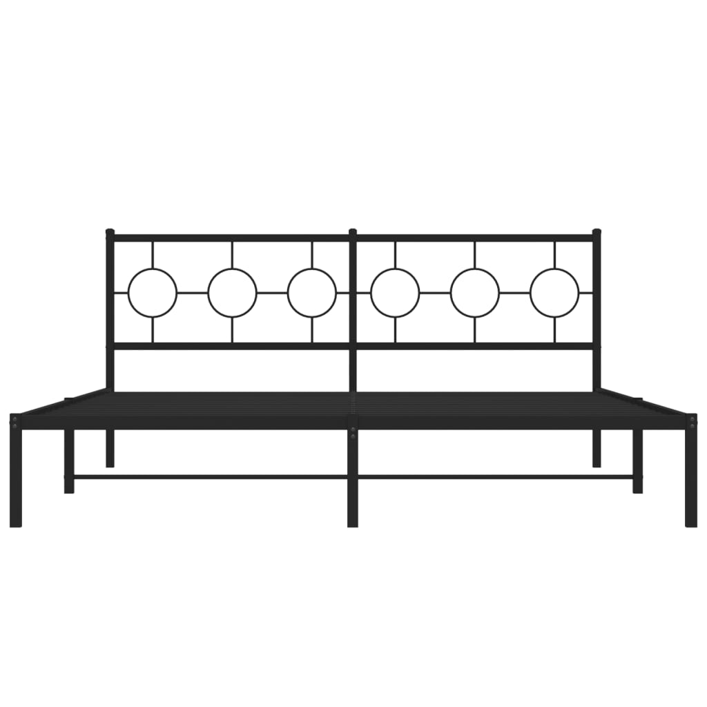 vidaXL Metal Bed Frame without Mattress with Headboard Black 180x200cm